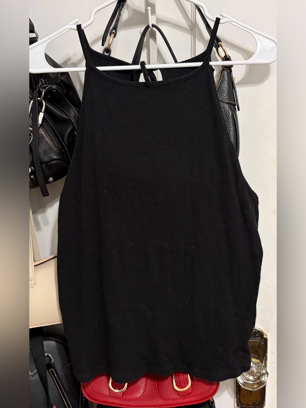 American Eagle Outfitters Black Ribbed High-Neck Tank